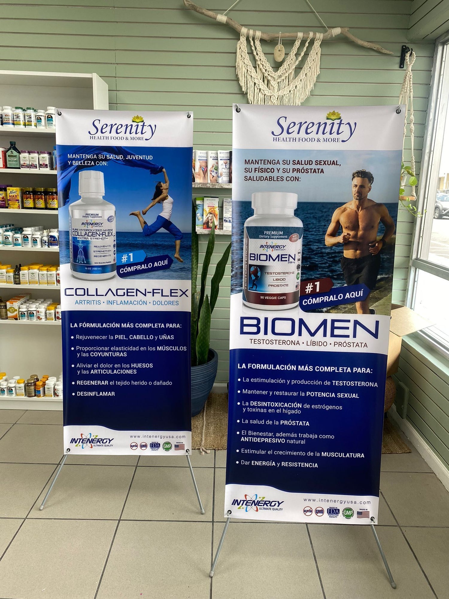 Intenergy Biomen Dislays in Punto Natural Vitamin Supplement Shop in Puerto Rico.