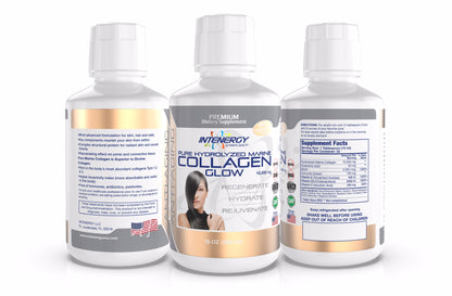 Intenergy USA Hydrolyzed Collagen Glow / 16 oz. Multi View Bottles