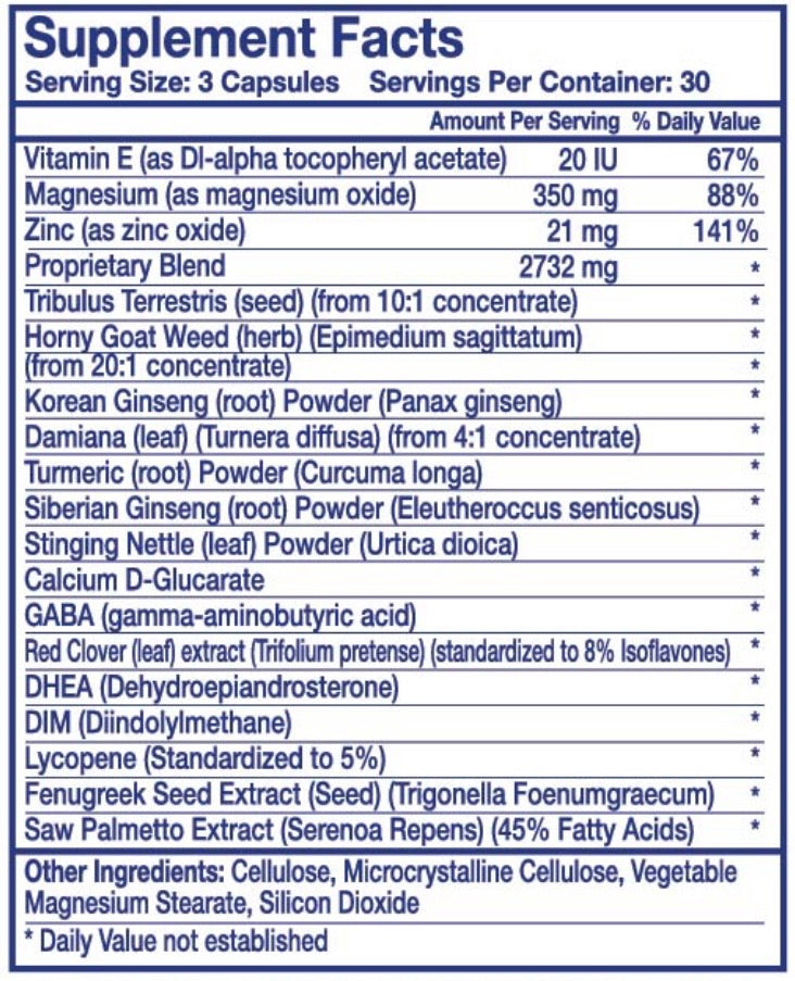 Intenergy USA Biomen 90 CT Supplement Facts