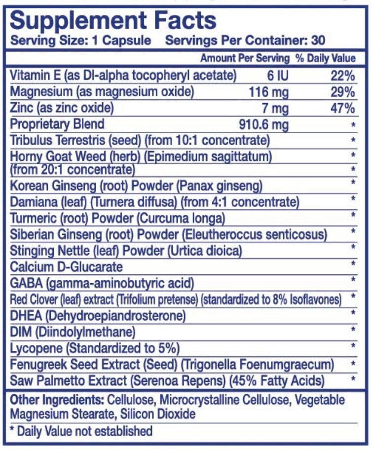 Intenergy USA Biowomen 30 CT Supplement Facts