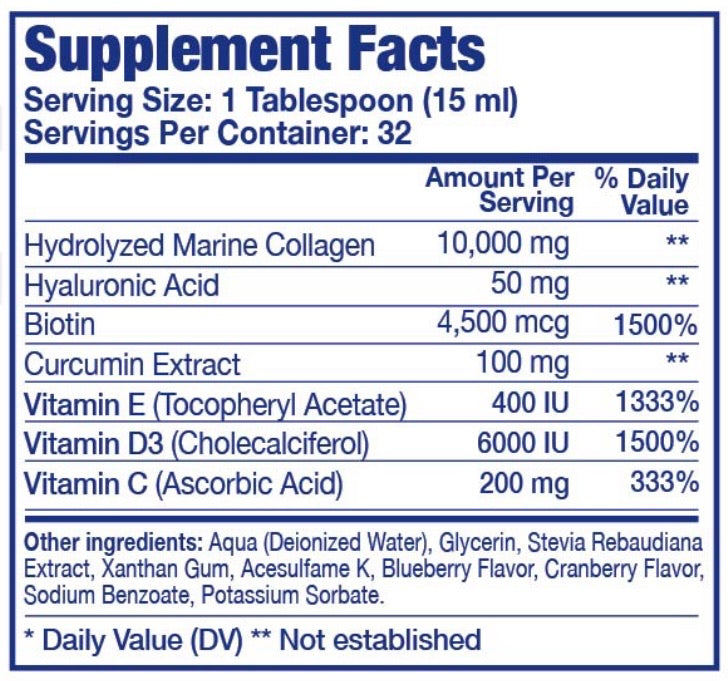 Intenergy USA Hydrolyzed Collagen Glow / 16 oz. Supplement Facts
