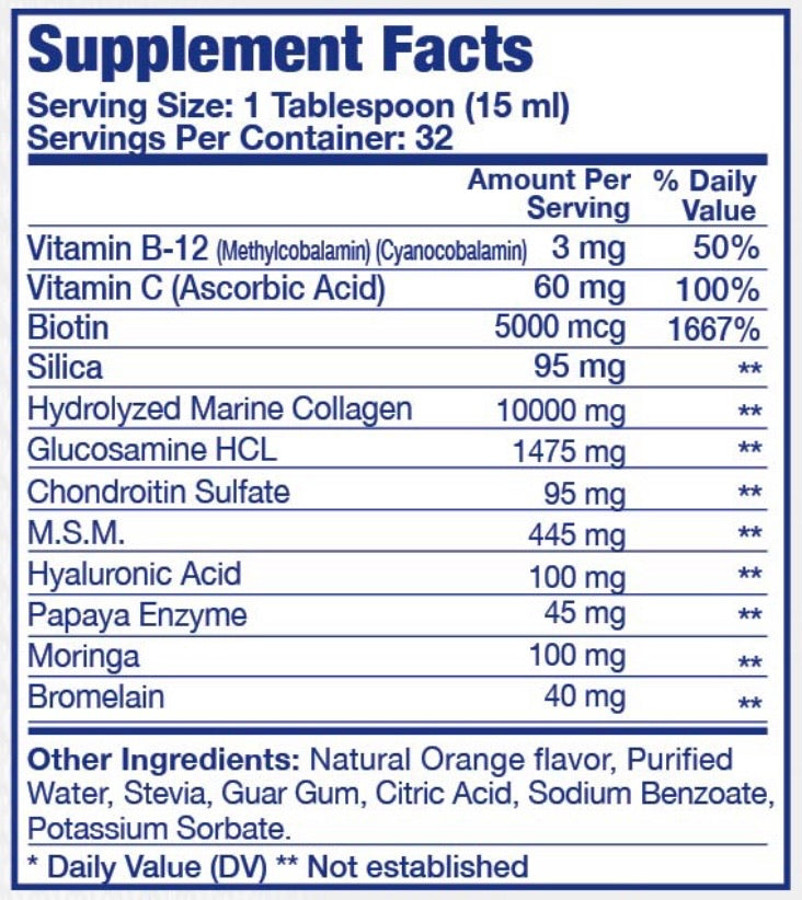 Intenergy USA Hydrolyzed Marine Collagen Flex Extra Strength / 16 oz. Supplement Facts