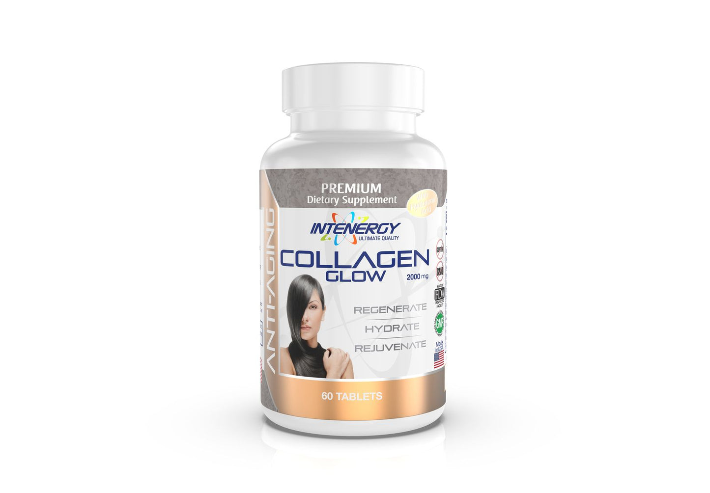 Intenergy USA Collagen Glow Tabs 60 CT Front Bottle