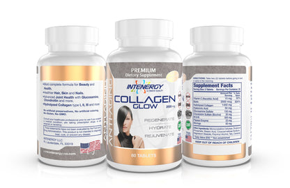 Intenergy USA Collagen Glow Tabs 60 CT Multi View Bottle