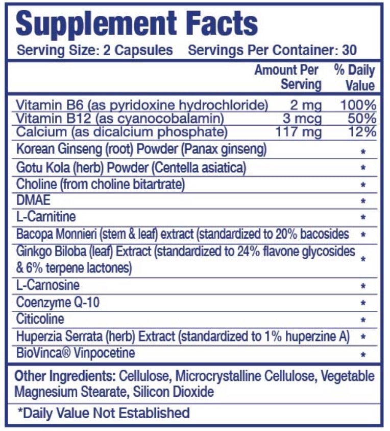 Intenergy USA Neuro-Life 60 CT Supplement Facts